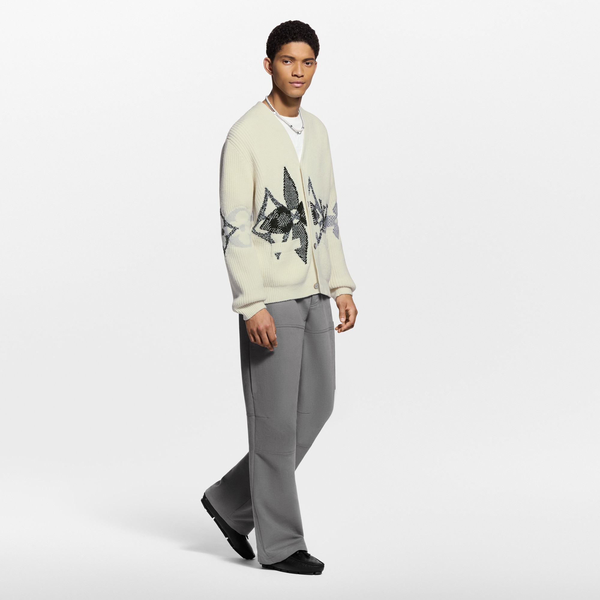 Graphic Knitted Cardigan - Luxury White | LOUIS VUITTON